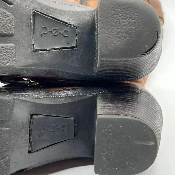 BOC Born Concept Leather Tall Riding Biker Boots Side Zip Buckle Strap Women 7-8 - Picture 14 of 16